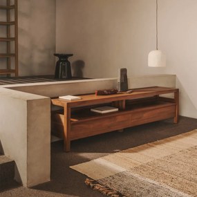 Kave Home Sashi Japandi Tv-meubel Donker Teak Hout - 200x40x50cm.