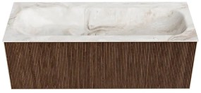 Mondiaz Kurve-dlux 120cm badmeubel walnut met 1 lade en wastafel big large midden 1 kraangat frappe