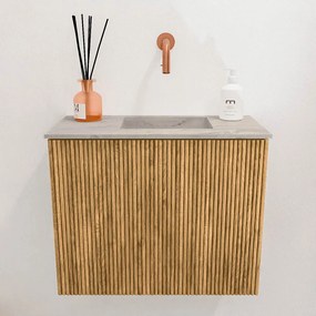 Mondiaz Joya DLux 50cm toiletmeubel oak met wastafel faye rechts zonder kraangat glace