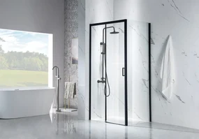 Saniclear Slide black douchecabine 100x100cm zwart mat