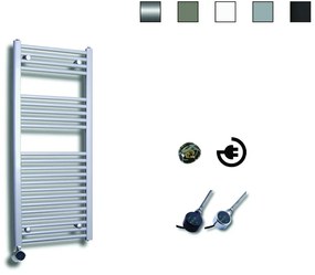 Sanicare elektrische design radiator 60x112cm zilvergrijs met thermostaat links chroom