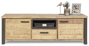 TV dressoir (150cm) Steelwood - Seasoned Brown/Metaal Zwart