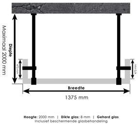 Brauer JC profielloze doorloopdouche 140/50/50cm gunmetal geborsteld
