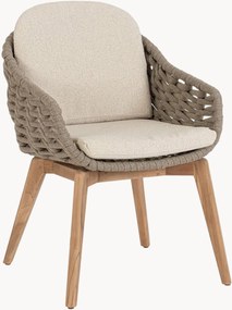 Tuinstoelen Tamira van bouclé met teakhouten poten, 2-delig