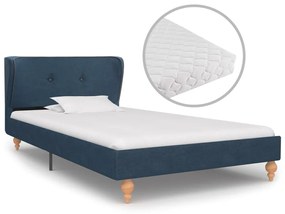 vidaXL Bed met matras stof blauw 90x200 cm