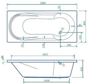 Best Design Bob ligbad 180x80x42cm