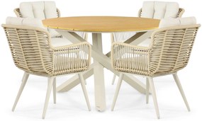 Tuinset 4 personen 125 cm Aluminium/wicker Taupe Coco Custa/Ancona