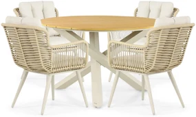Tuinset 4 personen 125 cm Aluminium/wicker Taupe Coco Custa/Ancona