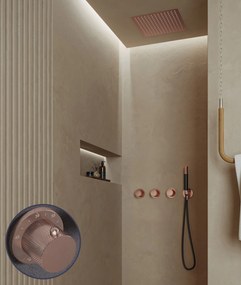 Saniclear Plus Curved Pro inbouw regendouche met inbouw douchekop 30x30cm en staafhanddouche geborsteld koper
