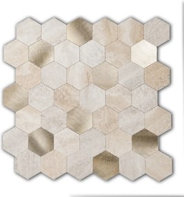 Zelfklevend Mozaïek Hexagon Beige - 29.5 cm x 29.5 cm x 0.4 cm | 0.5 kg | Paneli zelfklevende steenstrips