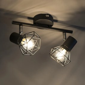 Art deco spot zwart draai- en kantelbaar 2-lichts - Mosh