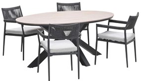 Garden Impressions Tineo tuinset 5-delig - Tulli tuintafel 180x115 cm - light teak vironwood