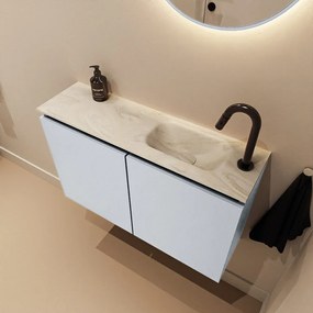 Mondiaz Ture DLux toiletmeubel 80cm clay met wastafel ostra rechts met kraangat