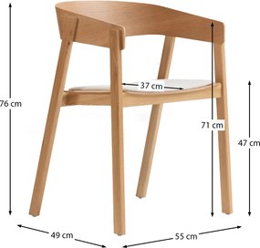 Eiken Eetkamerstoel Met Creme Stof