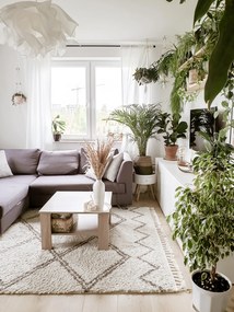 Tapijt BERBER ASILA B5970 crème / bruinrand ,  Barber , marokkaanse shaggy