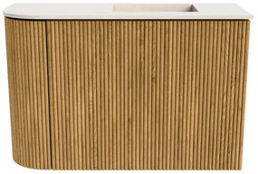 Mondiaz Joya DLux 60cm toiletmeubel ronding links oak met wastafel faye rechts zonder kraangat meli