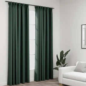 vidaXL Gordijnen linnen-look verduisterend haken 2 st 140x245 cm groen