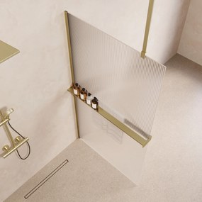 Saniclear Bright inloopdouche 120cm met handdoekhouder en ribbelglas geborsteld messing - mat goud