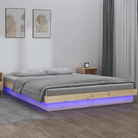 vidaXL Bedframe LED massief hout 150x200 cm 5FT King Size