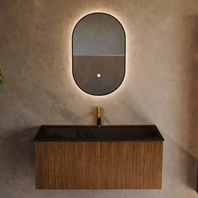 Mondiaz Kurve 100cm badmeubel dusk met 1 lade en wastafel big medium midden 1 kraangat urban