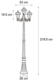 Klassieke buitenpaal zwart 217cm IP44 - New Haven Hammered Klassiek / Antiek E27 IP44 Buitenverlichting rond