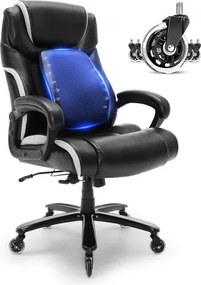 VEVOR Bureaustoel PU-leer Zwart Directiestoel met in hoogte verstelbare rugleuning 0-80 mm, Bureaudraaistoel, Draagvermogen 181,43 kg, Directiestoel 770 x 600 mm Rugleuning Draaistoel