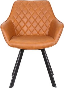 Eetkamerstoel - Ringo - Draaibaar - Lederlook cognac