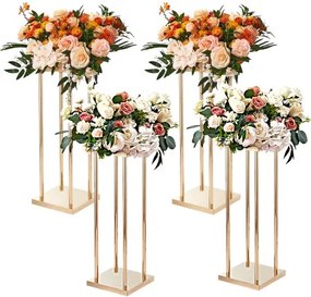 VEVOR Set van 4 vierkante bloemenkrukken 20x20x80cm Bloemenstandaard IJzeren bijzettafel Moderne bloemenzuil Metalen laminaat plantenkruk Plantenstandaard Metalen standaard voor decoratie van bars Hotels Cafés