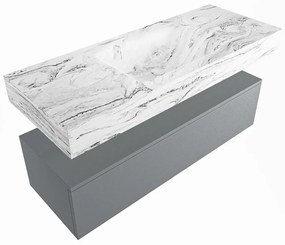 Mondiaz Alan DLux badmeubel 120cm plata 1 lade met wastafel glace midden zonder kraangat