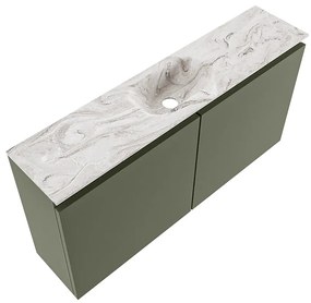 Mondiaz Ture DLux toiletmeubel 100cm army met wastafel glace midden met kraangat