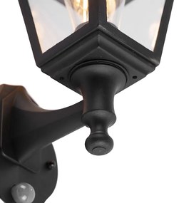 Klassieke buitenwandlamp zwart met bewegingsmelder - Capital