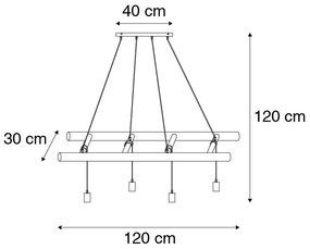 Eettafel / Eetkamer Landelijk hanglamp hout 4-lichts - Scala Landelijk E27 Binnenverlichting Lamp