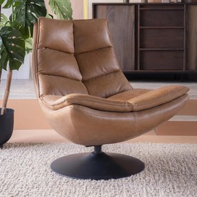 Eleonora Sven Draaifauteuil Cognac Leder