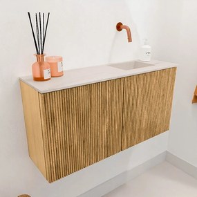 Mondiaz Joya DLux 80cm toiletmeubel oak met wastafel faye rechts zonder kraangat meli