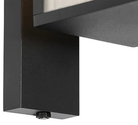 Buiten wandlantaarn zwart met ribbel glas en schemersensor - Charlois Modern E27 IP44 Buitenverlichting