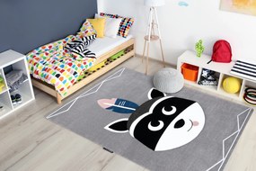 Tapijt PETIT RACCOON MUKKI WASBEER grijskleuring