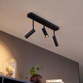 Afgerond plafondspot zwart GU10 35mm 3-lichts draai- en kantelbaar - Kate