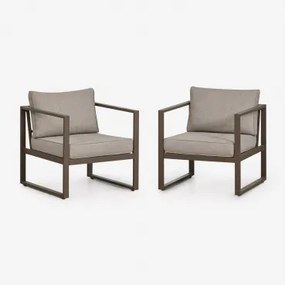 Set Van 2 Aluminium Tuinfauteuils Lipov Bruin – Chocolade - Sklum