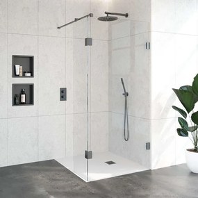 BRAUER Void inloopdouche helder glas 100x200 met 40 zijwand incl. glascoating PVD gunmetal geborsteld GS-VOI2H10040200GM