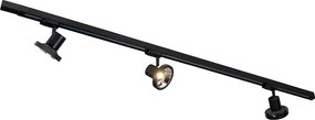 Railsysteem met 3 spots zwart rechts incl. LED 3-fase - 3-Phase Jeany