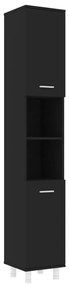 vidaXL Badkamerkast 30x30x179 cm spaanplaat zwart