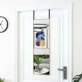 vidaXL Deurspiegel 30x100 cm glas en aluminium goudkleurig
