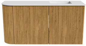 Mondiaz Joya 80cm toiletmeubel ronding links oak met wastafel faye rechts 1 kraangat talc
