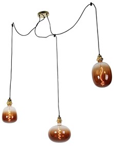 Hanglamp goud 3-lichts incl. LED dimbaar - Cava Luxe Modern Minimalistisch ovaal Binnenverlichting Lamp