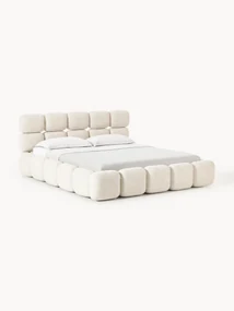 Gestoffeerd bed Tayla van bouclé met opbergruimte