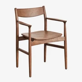 Set Van 4 Eetkamerstoelen In Eikenhout Mireita Donker Hout - Sklum