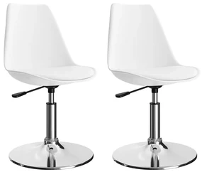 vidaXL Eetkamerstoelen 2 st draaibaar kunstleer wit