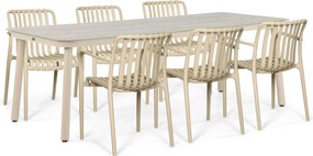 Tuinset 6 personen 220 cm Kunststof Zand/Beige Domani Furniture Alba/Tavano