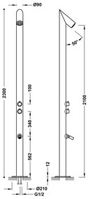 Tres Fuera buitendouche met mengkraan 230cm RVS