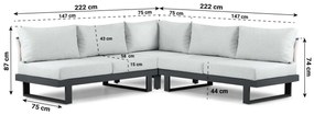 Hoek loungeset 5 personen Aluminium Grijs  Lifestyle Garden Furniture Lorenzo
